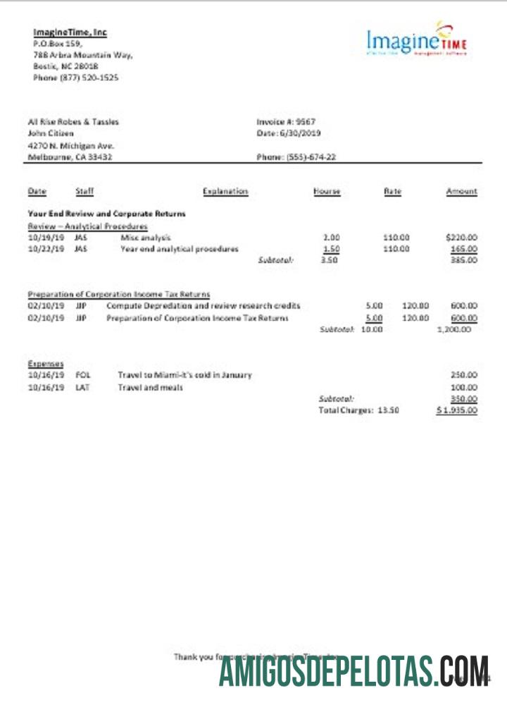 Conta de serviços públicos Imagine Time da Austrália exemplo real